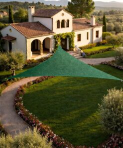 Yeşil Üçgen Jüt File Gölgelik – Bahçe, Balkon ve Teras İçin Doğal Gölgelendirme %95 Sıklık